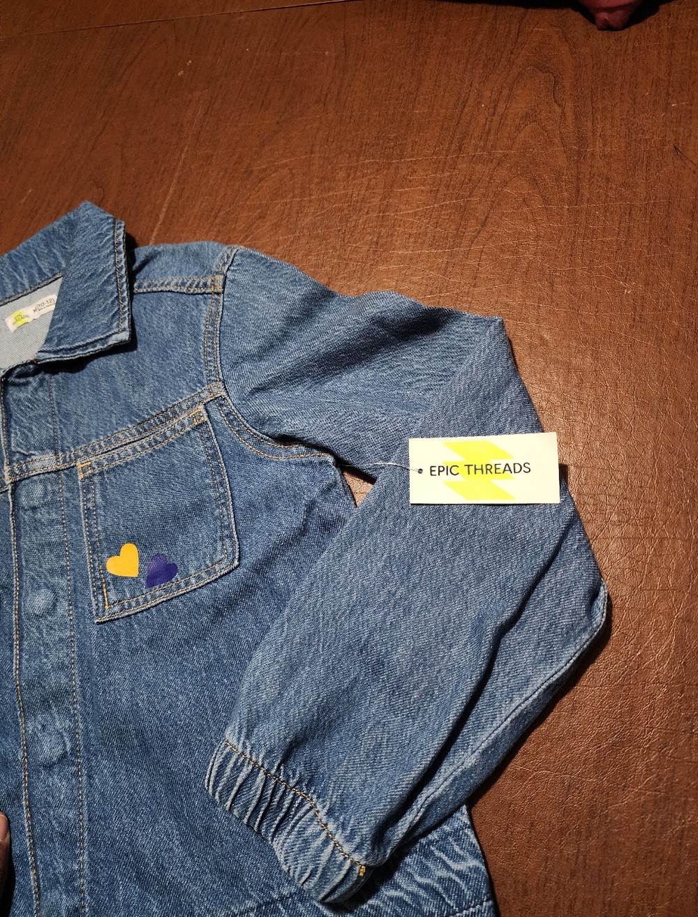 Kids Denim Jacket with NEW YORK & Heart Patches - - Picture 3 of 10